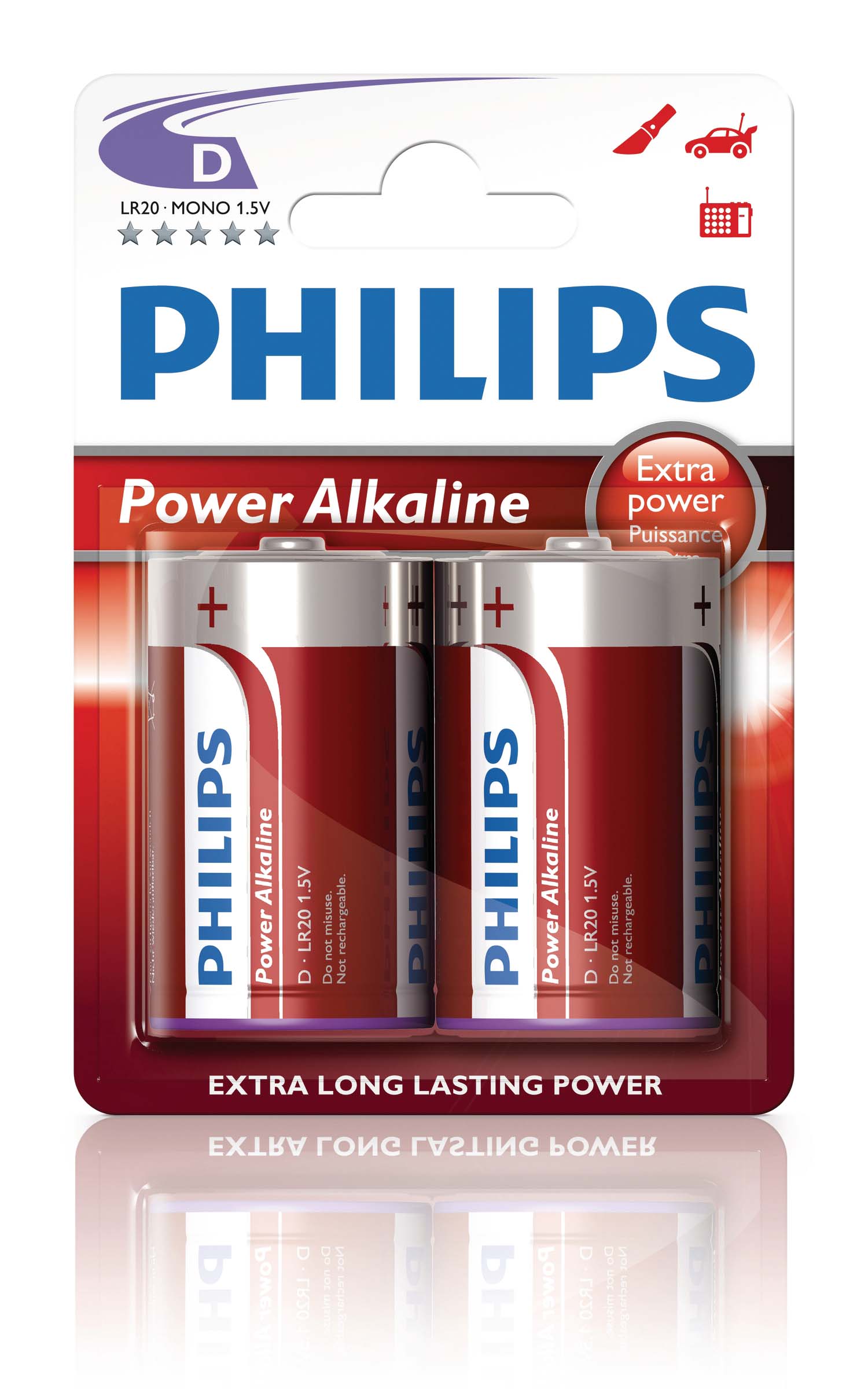 Batteri D Philips Power Alkaline